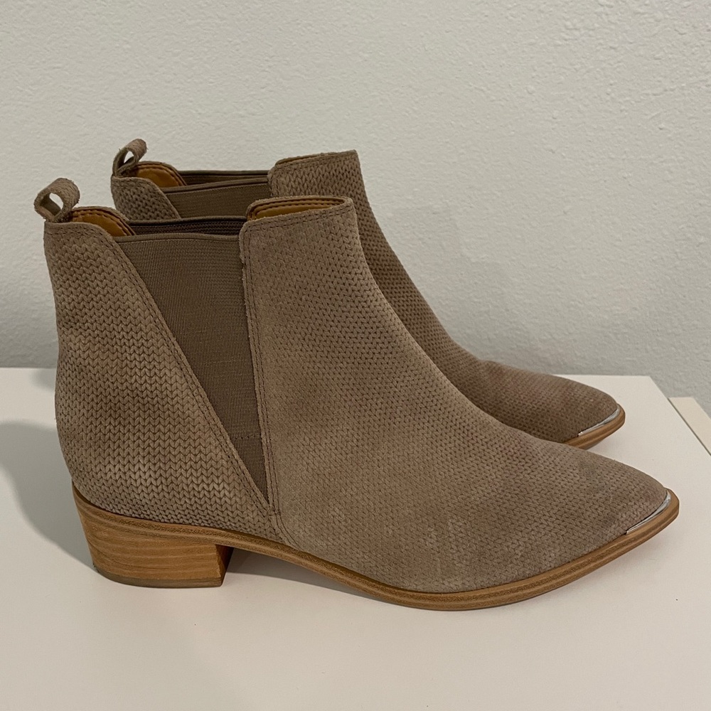[Marc Fisher] Taupe Perforated Suede Pointed Boot… - image 2
